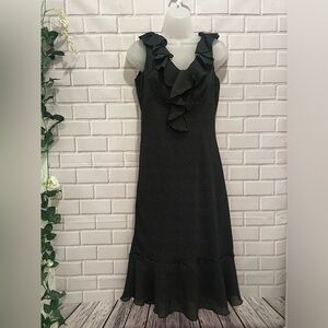 JONATHAN MARTIN vintage Y2K women’s black-white polka dot ruffle dress/ 6